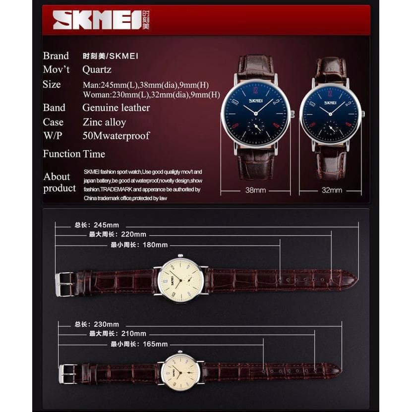 Best Seller Jam Tangan Couple Pria Wanita Skmei 9120 Original Analog Terbatas