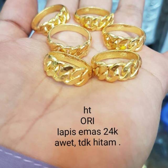 Cincin replika mas 24 k,kualitas penang,golden didalam cincin,Awet,Persis kayak asli