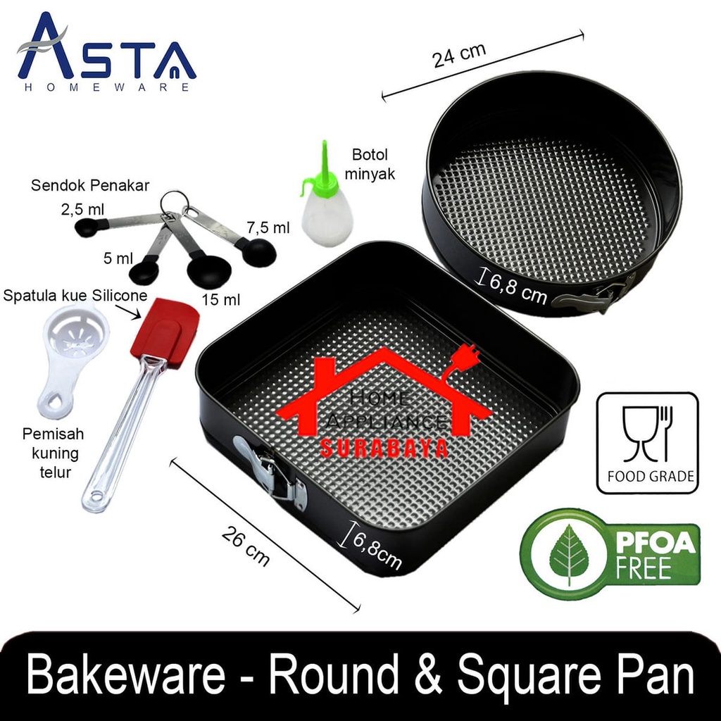 Asta Bakeware - Cetakan Kue Loyang Bongkar Pasang Set Isi 7 PCS Anti Lengket