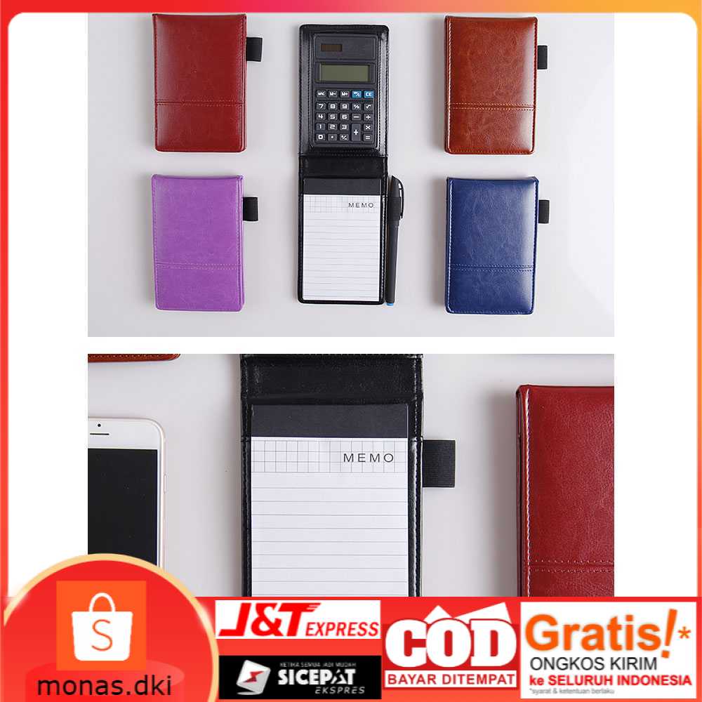 

Buku Catatan Binder Note Cover Kulit dengan Kalkulator