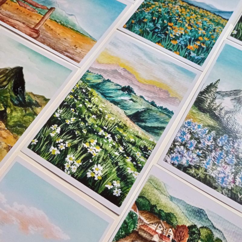 

Scenery Greeting Card/Kartu ucapan/Postcard Pemandangan Alam Swiss| Watercolor Art Print