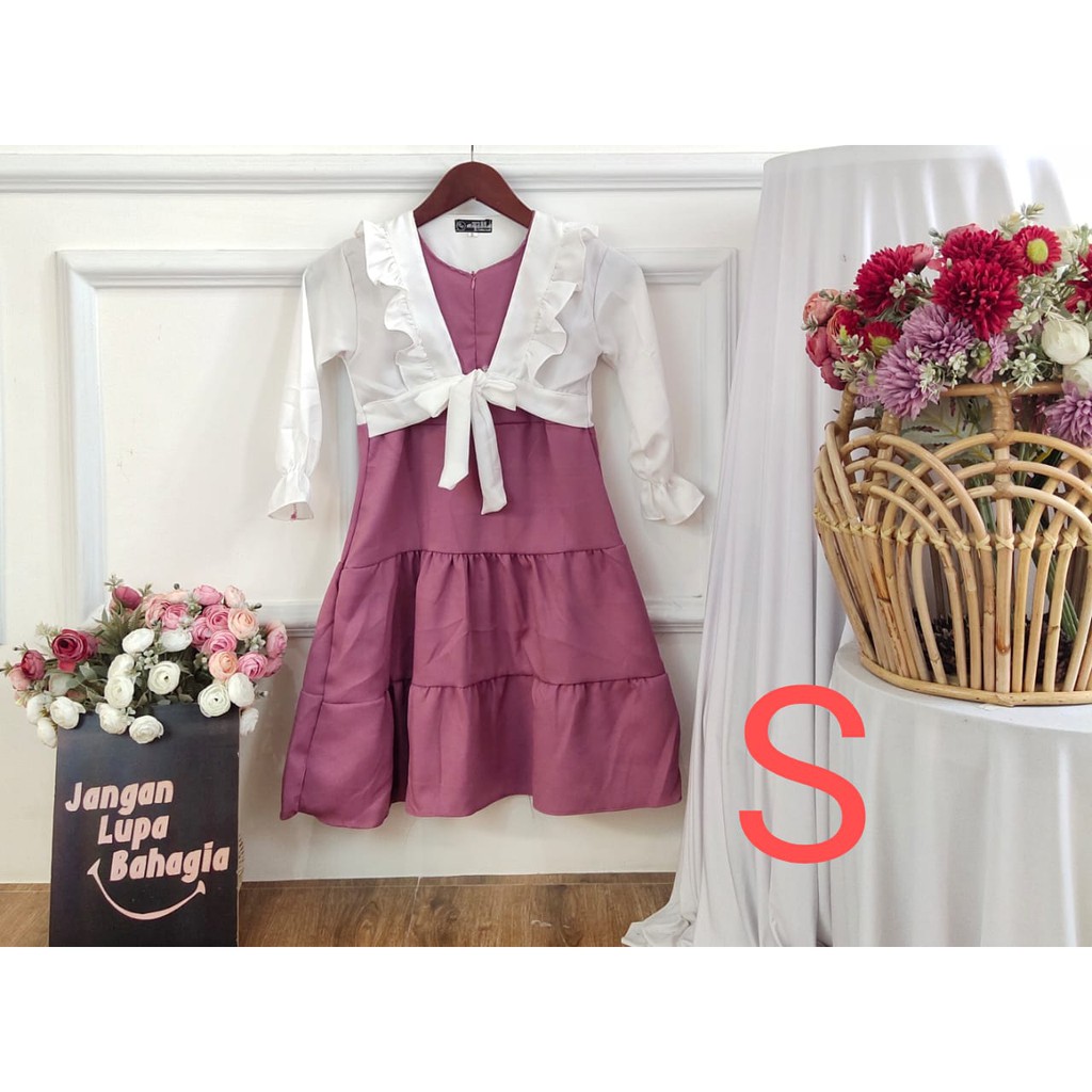 (BISA COD✔️) GAMIS IBU DAN ANAK BISA COUPLE/MODEL ROMPI POLOS/COUPLE IBU ADIK DAN KAKAK TERBARU-PINK TUA S.3-4TH