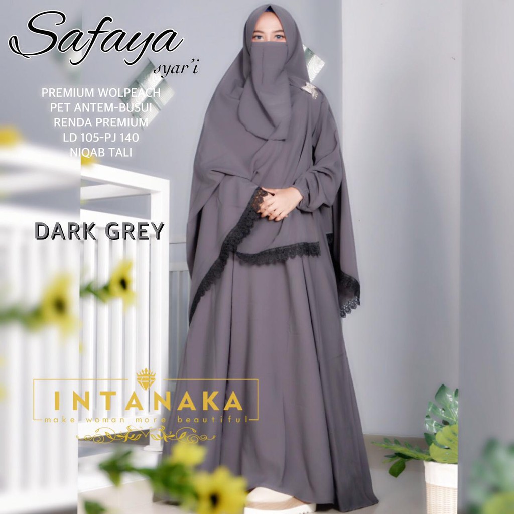 Safaya - Baju Gamis Syari Wanita Set Jilbab Cadar Busui Dress Pesta Cewek Perempuan (COD) Pet Antem