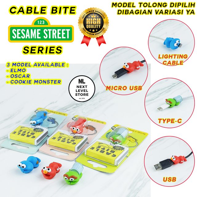 Sesame Street Elmo Oscar Cookie Cable Bite Pelindung Kabel Protection