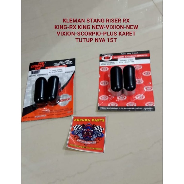 Kleman stang rx king old rx king new vixion scorpio silver plus penutup karet nya