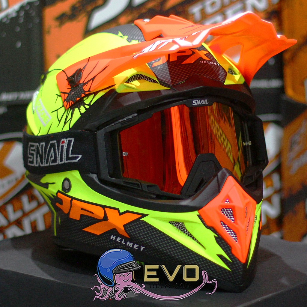 HELM JPX CROSS_FOX1 SERI X34 YELLOW - FLUO YELLOW DOFF + GOOGLE SNAIL (ONGKIR 2 KG) HELM JPX X34 YELLOW FLUO ORIGINAL HLEM JPX X34 HELEM JPX HELM KLX HELM JPX TERBARU