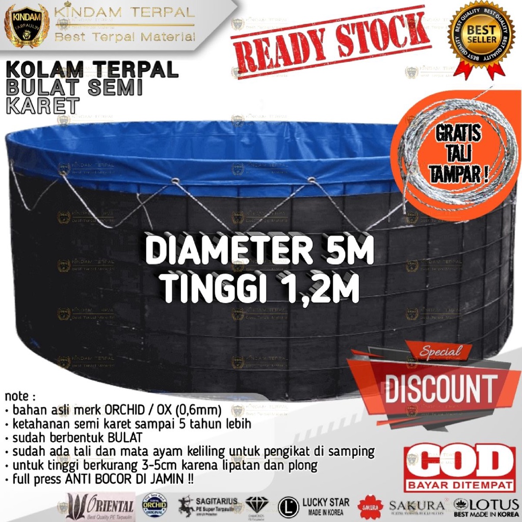 KOLAM TERPAL BULAT D5 x T1,2 ORCHID ASLI GARANSI BOCOR MURAH HANYA TERPAL
