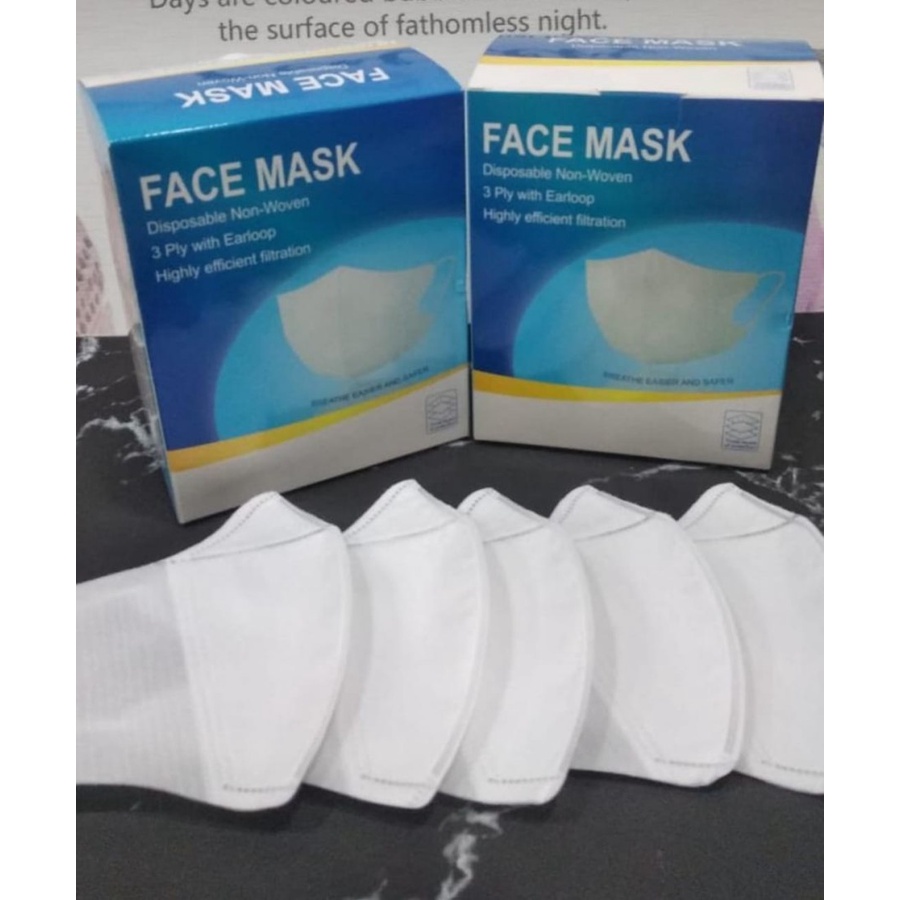 Masker Duckbill 3Ply 1 Box isi 50pcs Warna Hitam Dan Putih Black and White Duck Bill Earloop 3 ply 1box 50 pcs