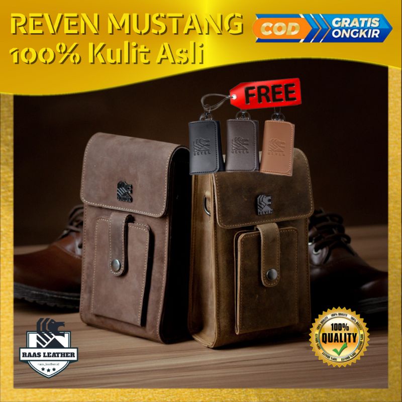 Sling Bag Mini Tas Selempang Smartphone Pria Wanita kulit asli Tas HP kekinian