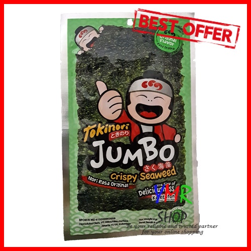 Tokinori Jumbo Crispy Original / Barbeque 4 gr Seaweed Rumput Laut Nori Halal