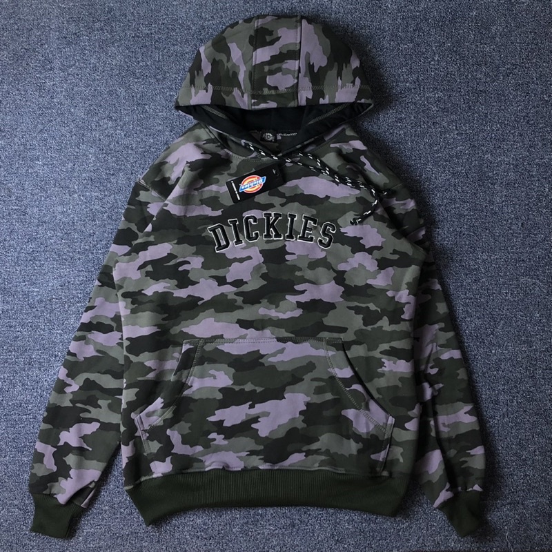 SWEATER HOODIE DICKIES CAMO ARMY BORDIR  FULL TAG LEBEL SLIP STICKER