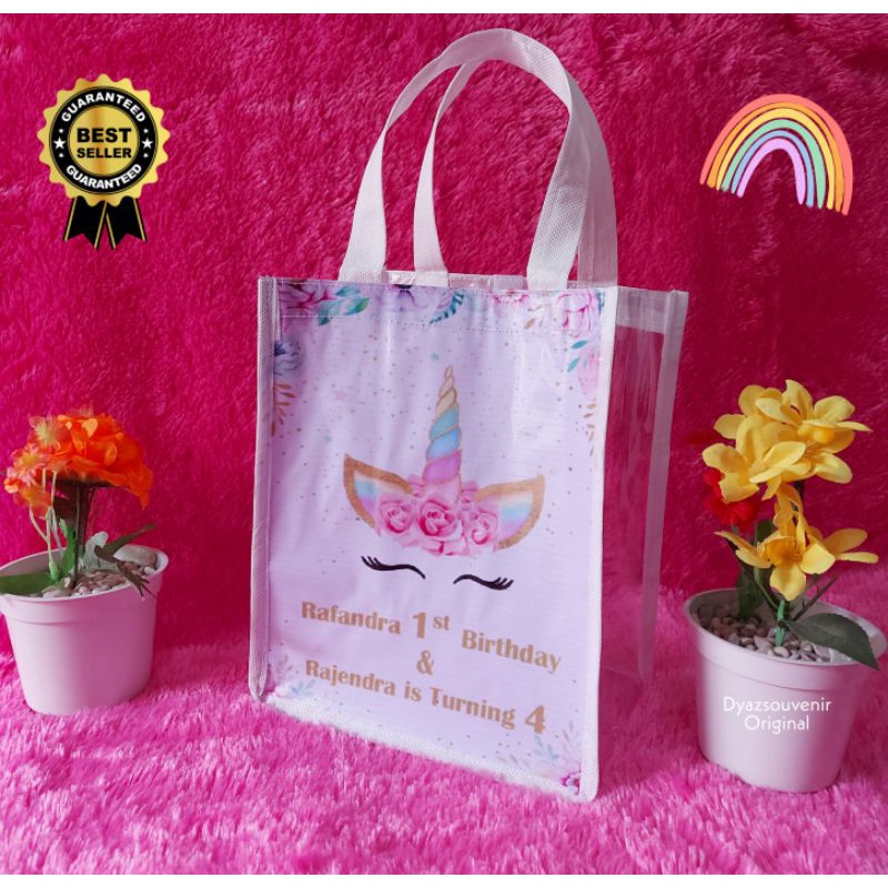 

tas mika unicorn tas anak tas lucu goodie bag souvernir tote bag unicorn tas ulang tahun