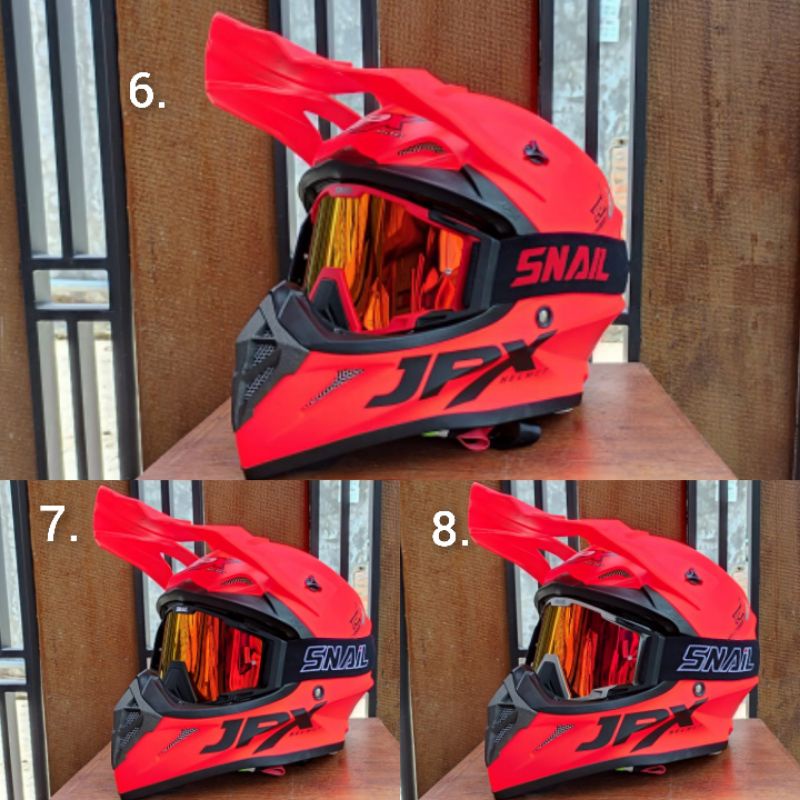 HELM JPX CROSS_SOLID - RED DOFF/ BLACK + GOOGLE SNAIL (ONGKIR 2 KG) HELM JPX TERBARU