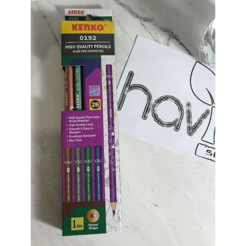 (12pc) pensil Kenko 2B 0192 sudah diserut/pencil Kenko bagus metalik-1