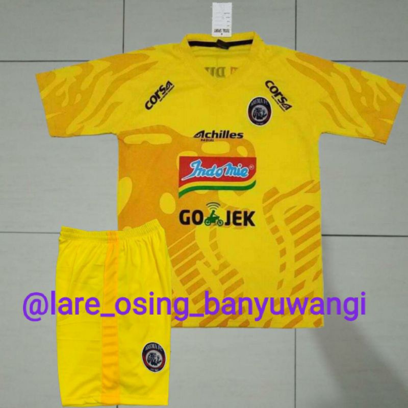 SETELAN DEWASA AREMA FC 2019 KIPER KUNING JERSEY CELANA LIGA 1 GK TERBARU LOKAL