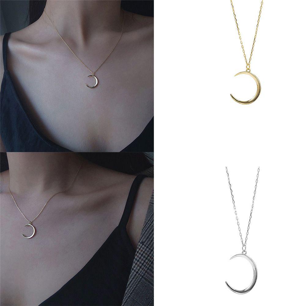 Lily Moon Pendant Kalung Modis Aksesoris Fashion Perhiasan Temperamen Sweater Rantai