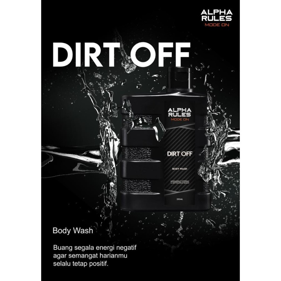 Alpha Rules Dirt Off 250 ml Body Wash Male Cleaner Alpharules + Bonus HS