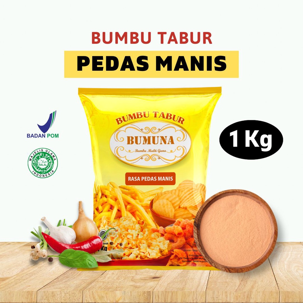 

Bumbu Tabur Pedas Manis 1 Kg Bumuna / Seasoning Powder / Serbuk Tabur / Bumbu Tabur Cemilan Keripik Kentang Makroni Mie Lidi