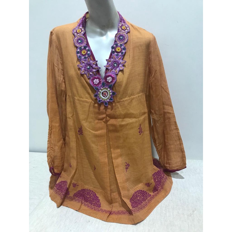 BLOUSE BRITISH INDIA TRAVELLER ORIGINAL PRELOVED WARNA KUNING SIZE 11