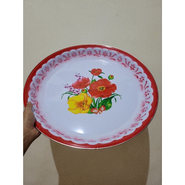 Nampan BULAT 50CM | Nampan Bunga | Nampan enamel baki bulat