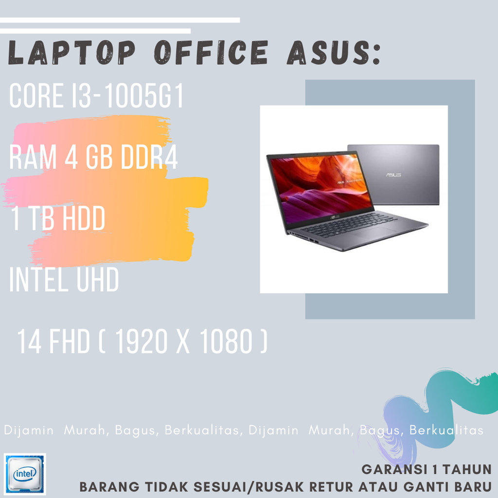 LAPTOP OFFICE ASUS I3 1005G1 4GB 1TB E140