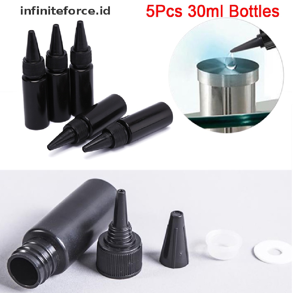 5 Pcs Botol Kosong Isi Ulang Ukuran 30ml Untuk Penyimpanan Cairan Lem Resin