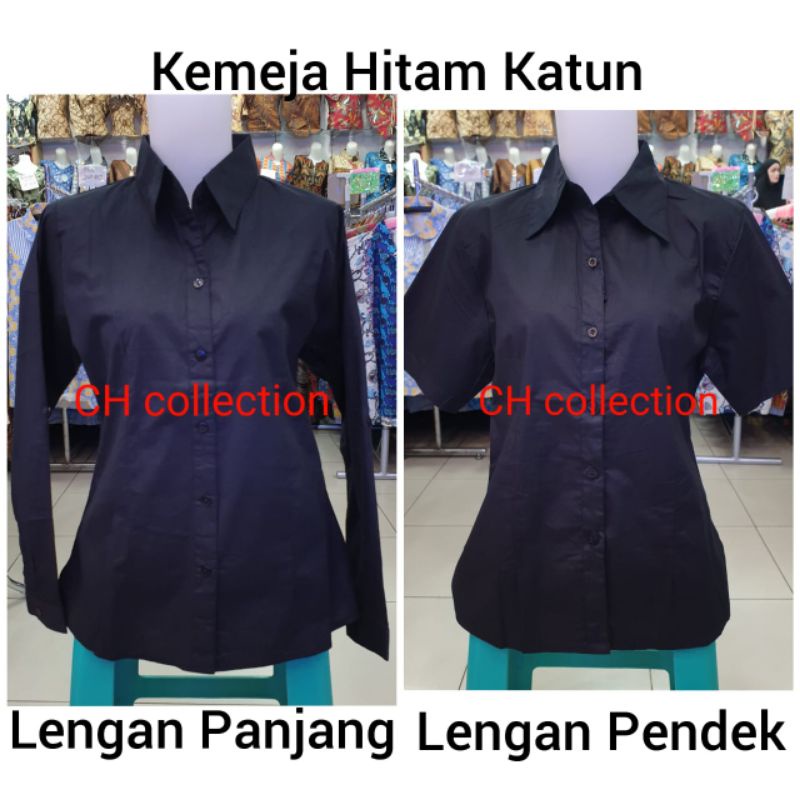 KEMEJA HITAM WANITA / KEMEJA WANITA HITAM / KEMEJA KERJA / KEMEJA HITAM JUMBO / KEMEJA JUMBO HITAM