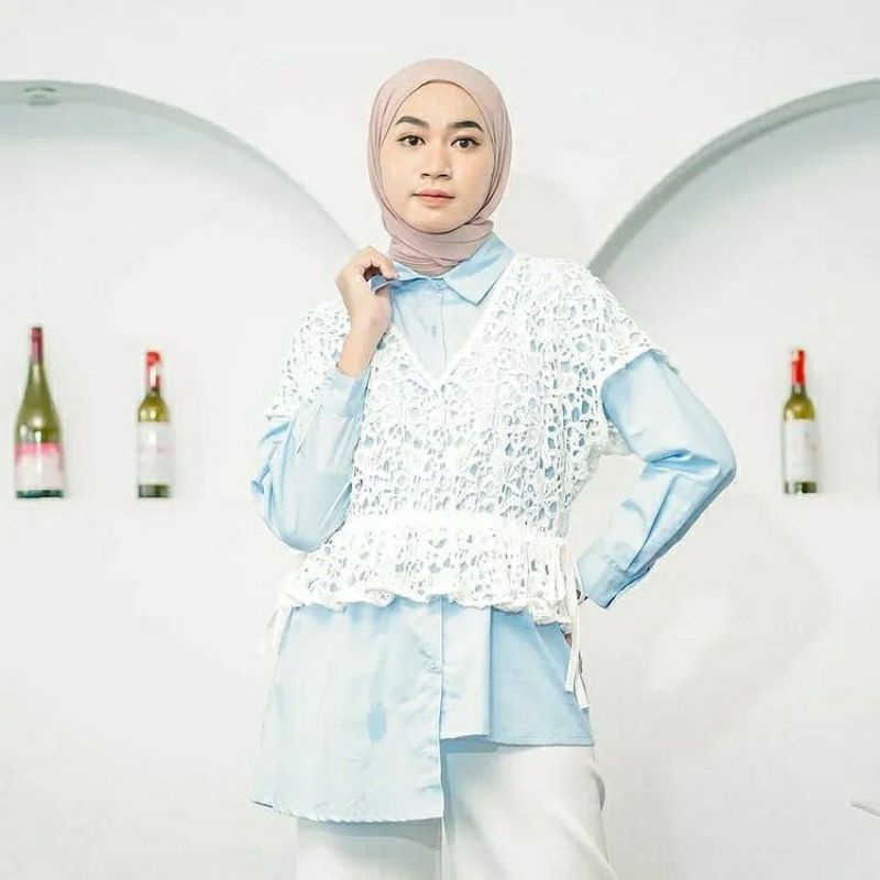 Soya Set / Tunik Putih / Outer Putih / Outer Crop / Outer Putih Lace / Outer Lace / Atasan Lucu / Tu