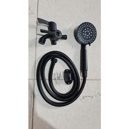 paket shower black hitam + kran cabang PROMO