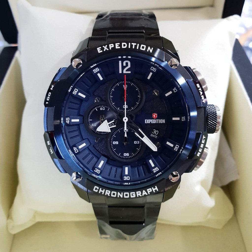 Jam Tangan Original Expedition E 6781 M pria  stainless steel  hitam biru