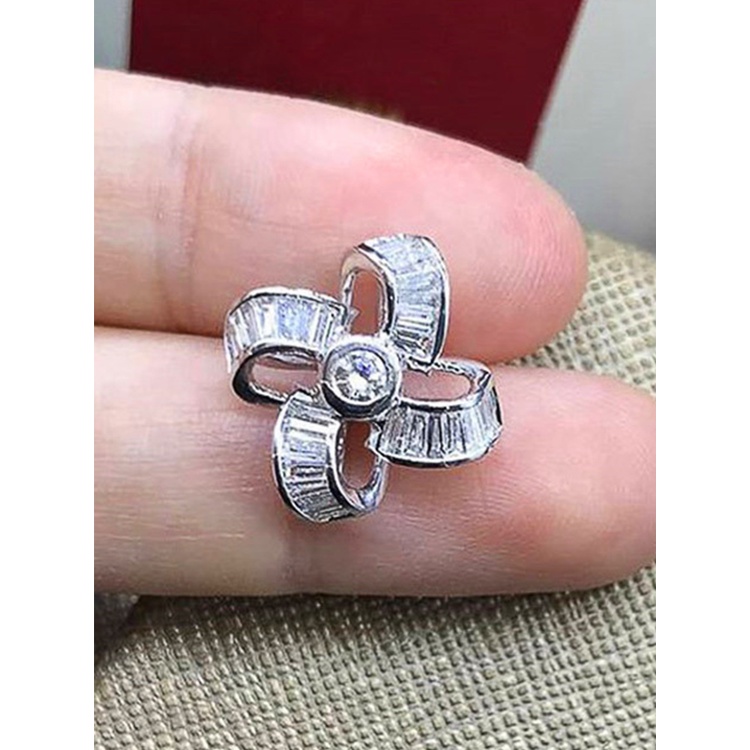 Anting Stud Kristal Cubic Zirconia Bentuk Kincir Angin Untuk Wanita