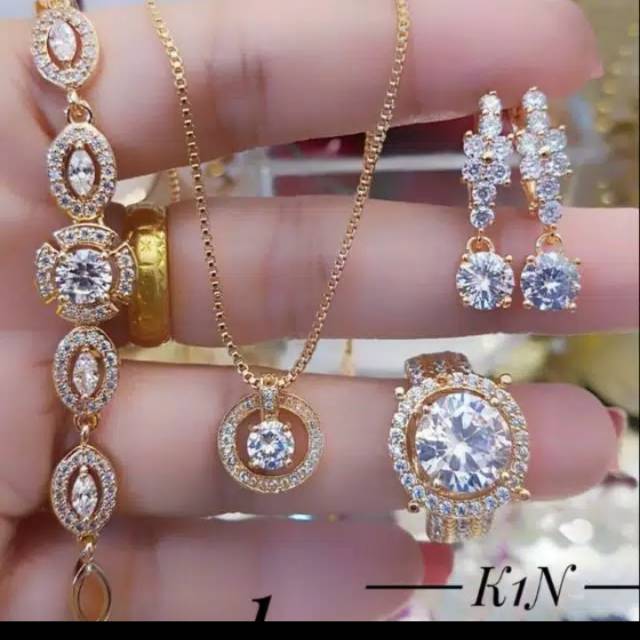 Xuping set perhiasan lapis emas 24 karat