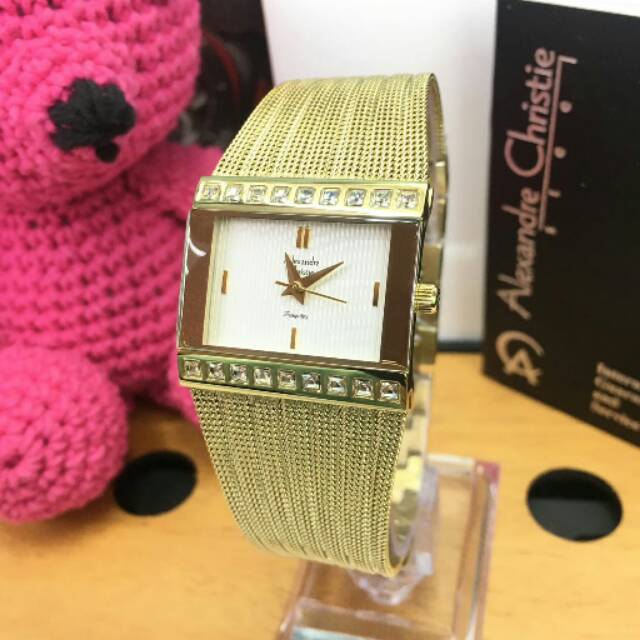 Jam tangan wanita Alexandre Christie AC 2561 LH Gold emas