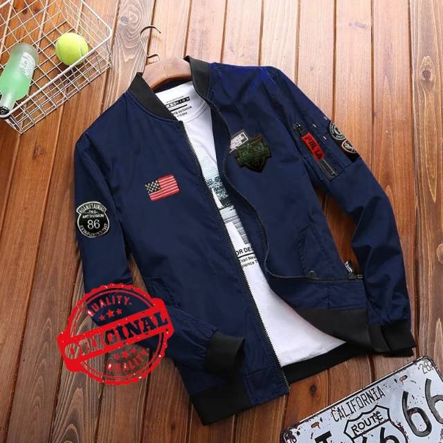 TOTOTAshop.Jaket Bomber pria DIVISION,bahan parasut tebal,variasi LOGO 5 Titik.real pict