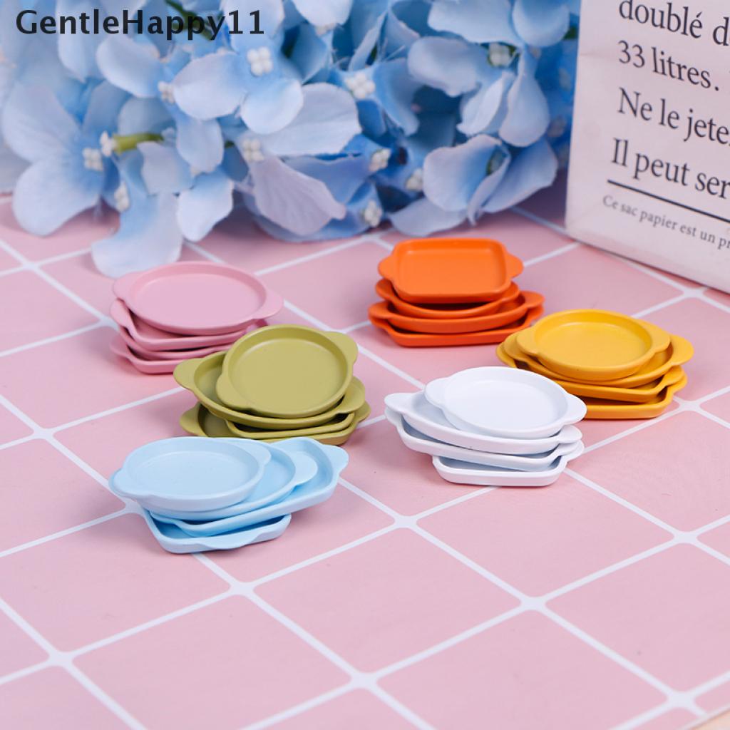 Gentlehappy 4pcs / set Mainan Miniatur Piring Nampan Binaural Skala 1: 12 Untuk Aksesoris Dapur Rumah Boneka