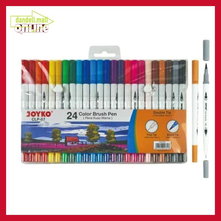 

U8Tyrt67- Brush Pen Joyko 24 Warna Clp-07 ( Dua Mata Pena ) Joyko Clp-07 Set 24 E3Yrf797-