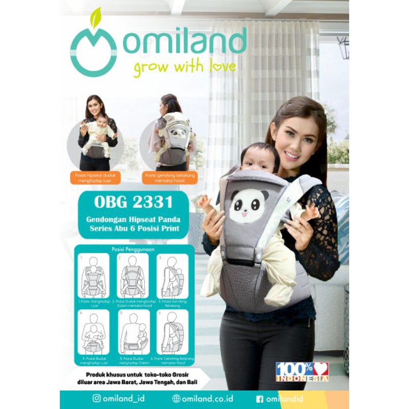 GENDONGAN HIPSEAT PANDA SERIES 6 POSISI OMILAND OBG2331