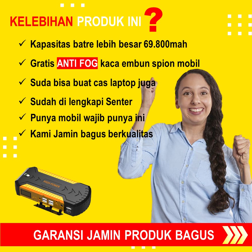 Jumper Aki Mobil Powerbank Portable Power bank Car Jump Starter Accu Cas Aki ORI 69800mah JS135