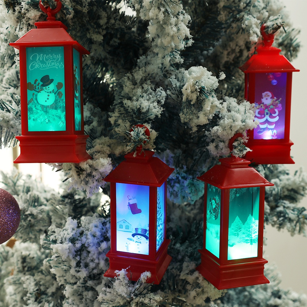 1 Pc Lampu Lentera Lilin Natal Dengan Led Bingkai Merah Ukuran 14x5.2cm Tahan Air