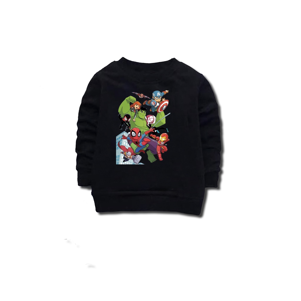 Jaket sweater anak laki - laki usia 2 3 4 5 6 7 8 19 10 tahun / switer crewneck basic anak laki laki perempuan karakter hero hulk