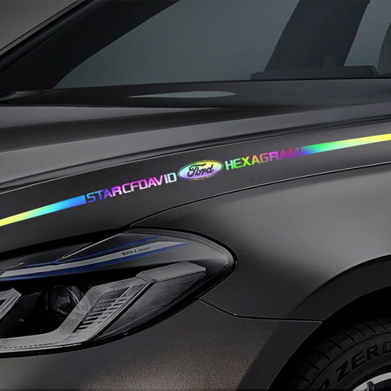 Stiker Logo Mobil Reflektif Laser Warna-Warni Untuk Ford Focus Fiesta Ranger T6 / T7 / T8 Fusion Ka 2009 2010 2015