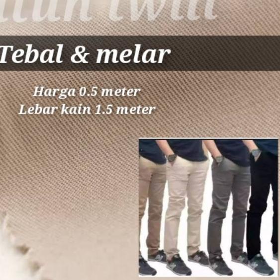 ➭ Kain Katun Twill Stretch Italy / Bahan Celana Chinos / Cotton Twill ۝