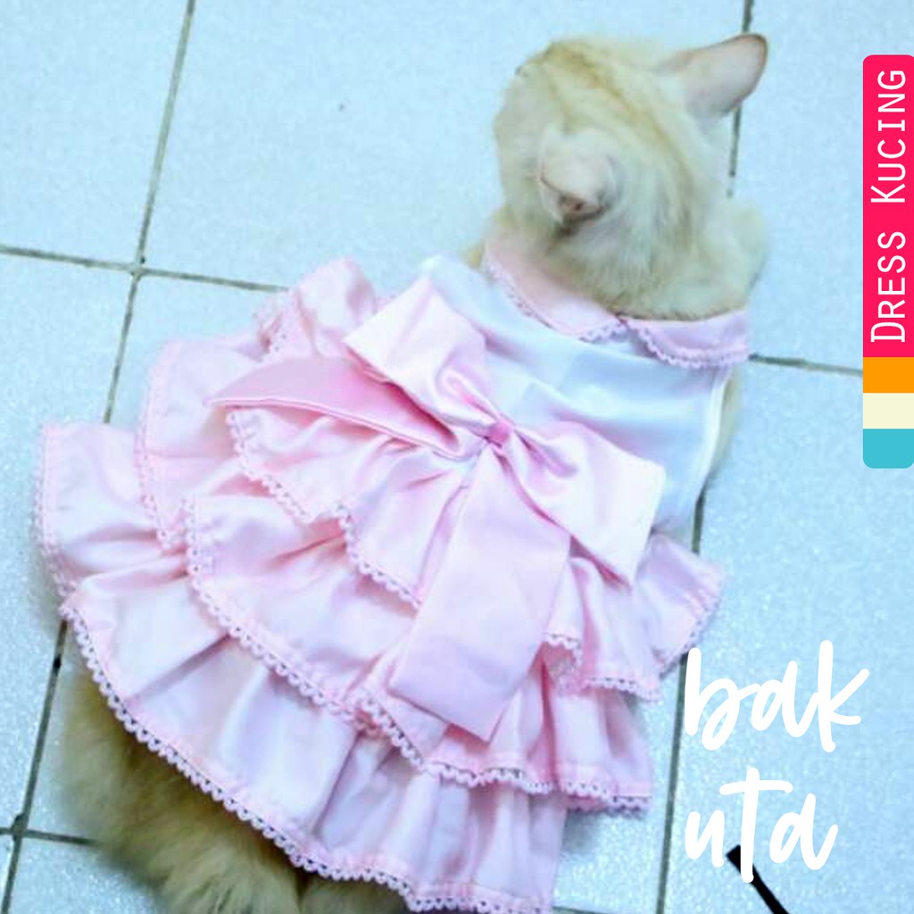 Baju kucing dress layer pinky untuk kucing / baju kucing anjing size S M L XL