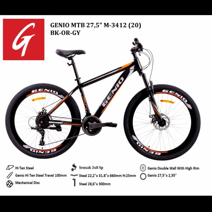 Sepeda Gunung MTB 27.5 Inch Genio 3412