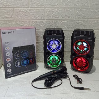 Speaker bluetooth+mic karaoke sq-2008 wireless bluetooth bass full mic
