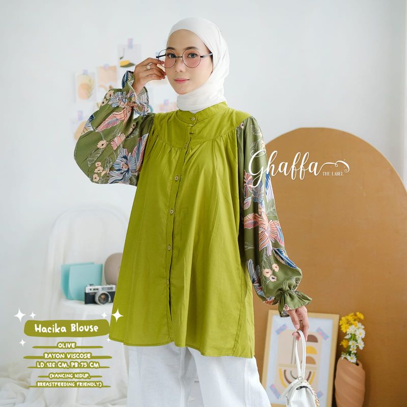 Blouse motif kekinian / Hacika blouse by ghaffa the label / blouse muslimah