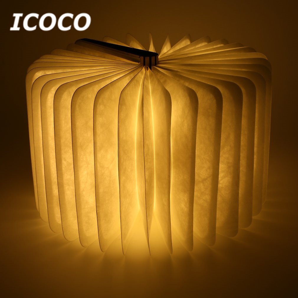 ICOCO Lampu LED USB Magnetic Foldable Wooden Book Lamp Night Light - ZM1340801