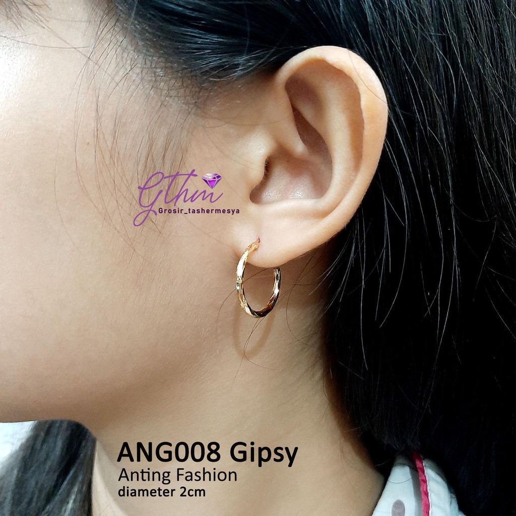 xuping gthm anting gipsy mewah bulat 2cm bisa dipakai harian perhiasan lapis emas 18k anti alergi