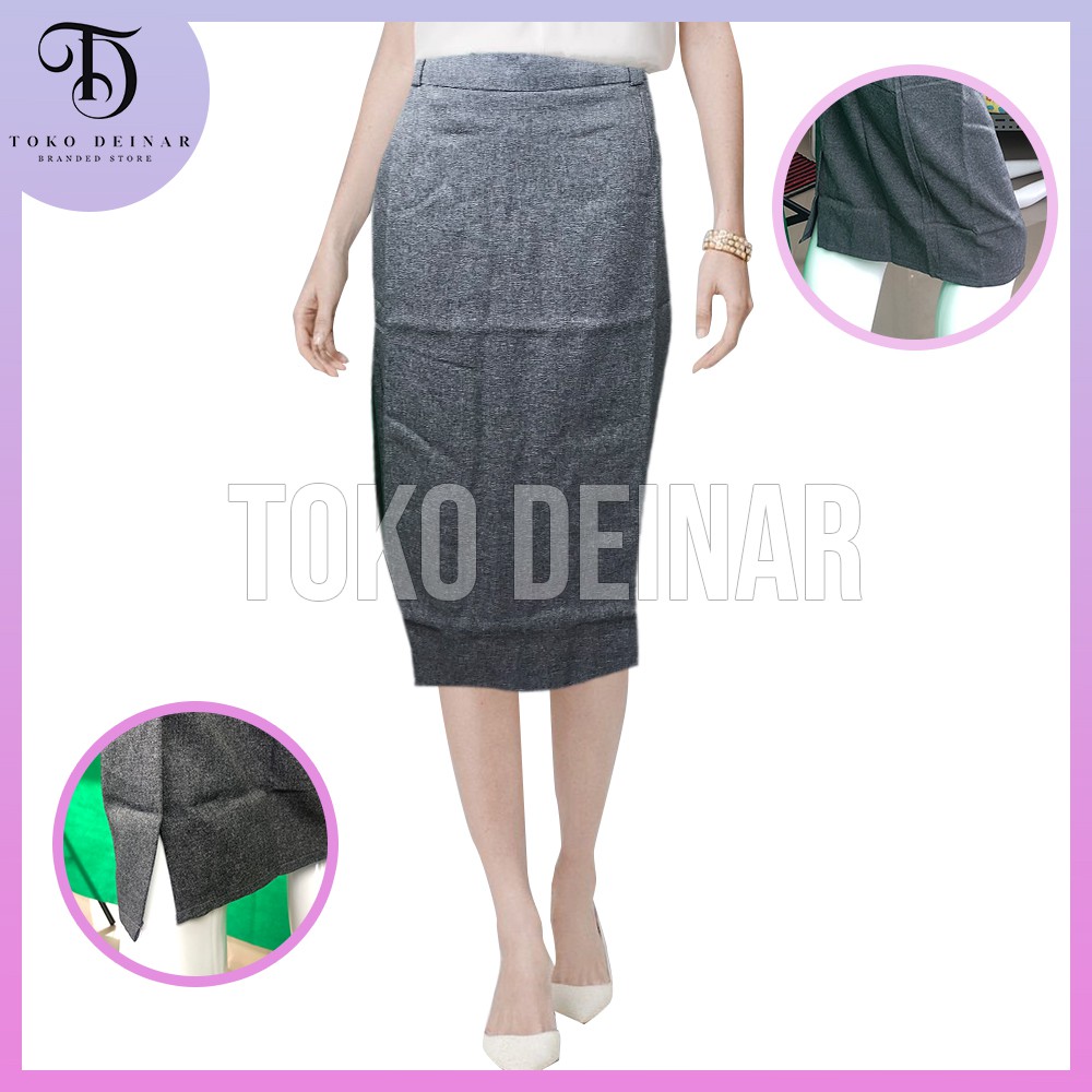 Rok Span Kerja Pendek Kantor 7/8 / Sepan Di Bawah Lutut Formal Hitam / Abu S M L XL / 7 per 8 / Baha
