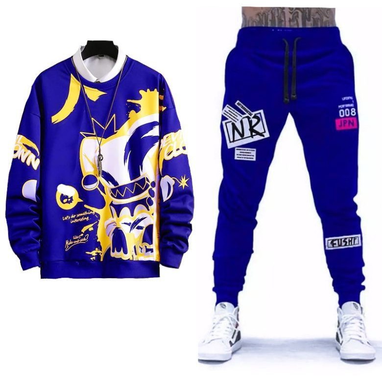 N_S Stelan Pria Sweater+Jogger Motif Clown DeMon